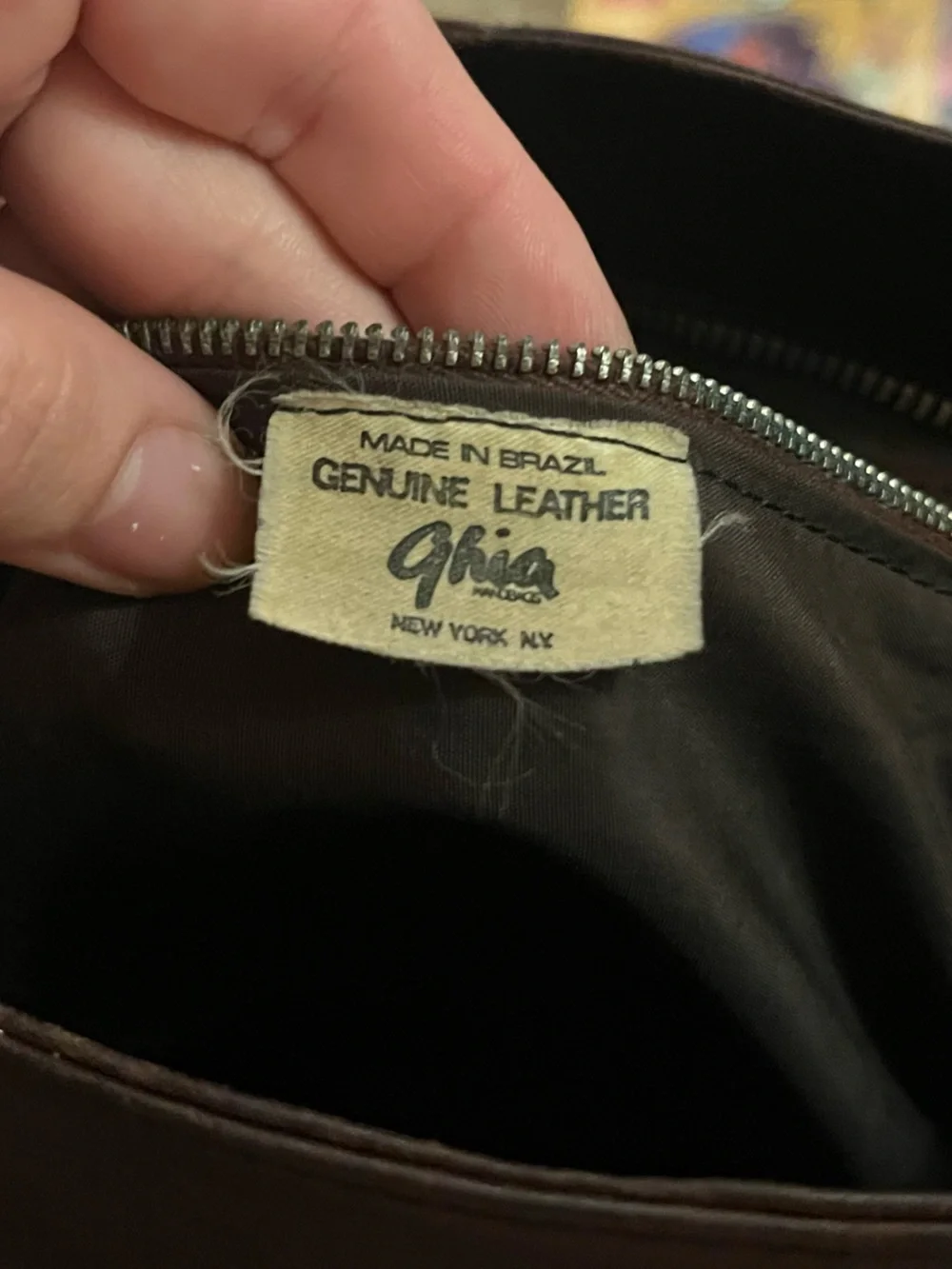 Vintage 70s GHIA New York Brown Genuine Leather Shoulder Bag Made In Brazil